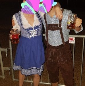 Oktoberfest dirndl dress 3 piece costume blue